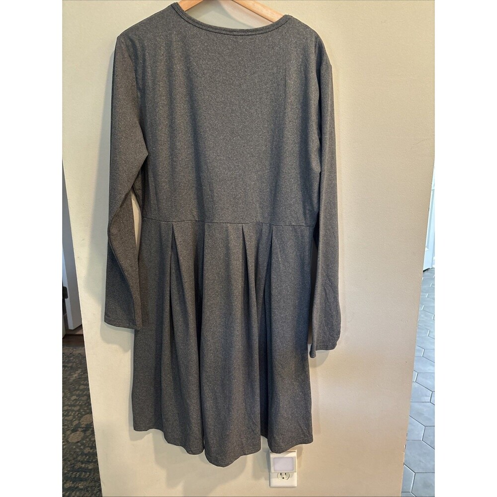 Auselily Women's 2XL Stretch Gray Long sleeve Dress‎ With Pockets - Picture 5 of 9